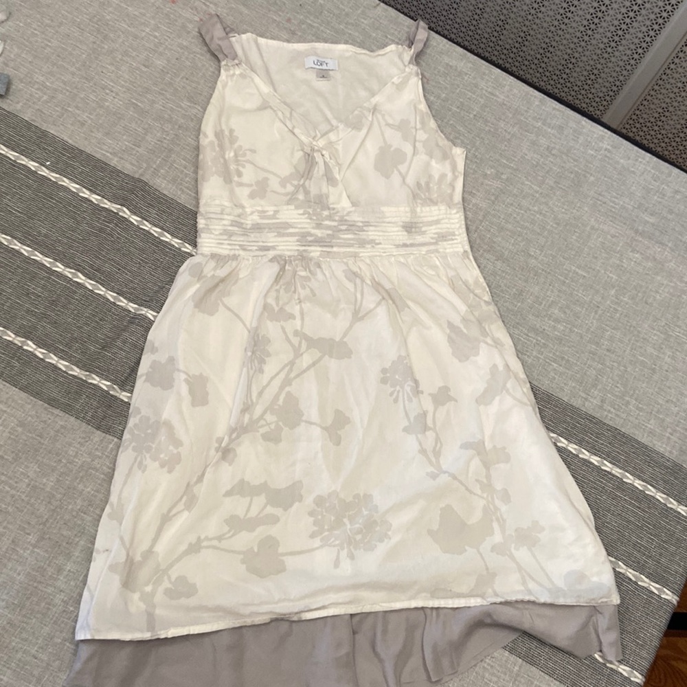 Loft white and grey dress